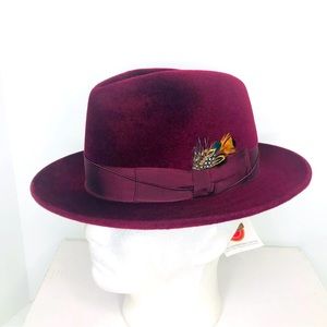 Selentino Galaxy Tonak New Gino Genuine Velour Fur Felt Fedora Hat 55 / 6 7/8